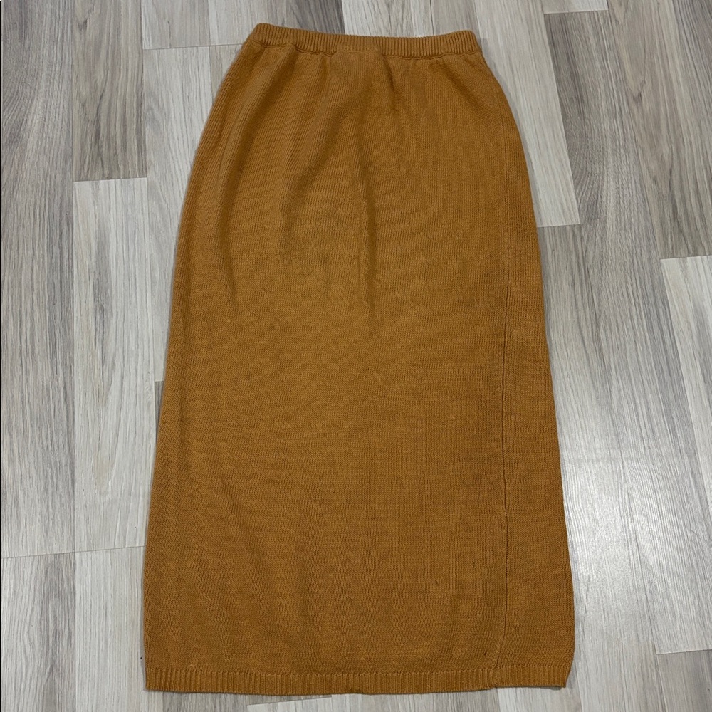 Christian Dior Vintage Mustard Ribbed Knit High Waist Pencil Midi Skirt Size M‎ - Picture 10 of 12